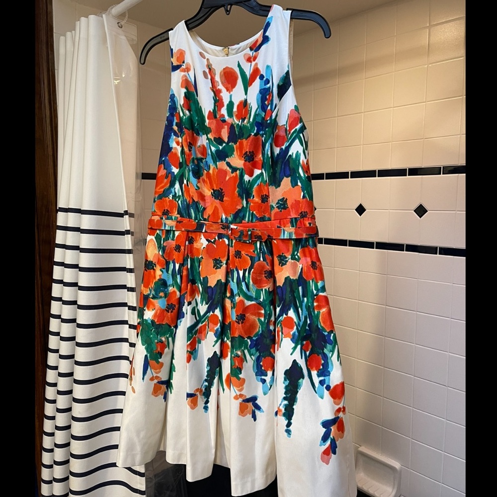 Eliza J Floral Fit and Flare Belted Dress